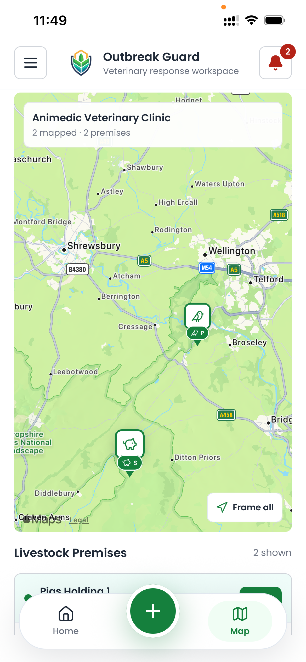 Every livestock farm client, on one map